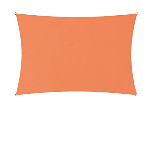 Lumaland Sonnensegel Rechteckig | 2 x 3 Meter | Wasserfester Sonnenschutz inkl. Befestigungsseile | Terrasse, Garten & Balkon Schattenspender aus Polyester (160 g/m²) mit UV Schutz 30+ [Orange] von Lumaland