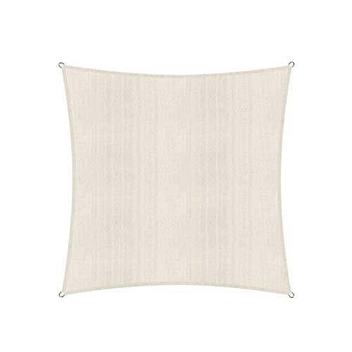 Lumaland Sonnensegel Quadrat | 5 x 5 Meter Wetterbeständiger Sonnenschutz inkl. Befestigungsseile | Terrasse, Garten & Balkon Schattenspender mit UV-Schutz [Creme] von Lumaland