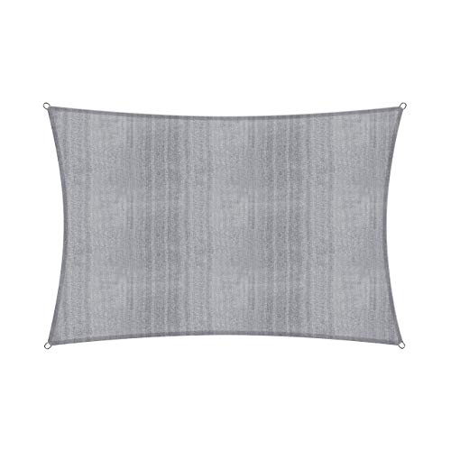 Lumaland Sonnensegel Rechteckig 3 x 4 Meter | Wetterbeständiger Sonnenschutz inkl. Befestigungsseile | Terrasse, Garten & Balkon Schattenspender aus HDPE Segelstoff mit UV Schutz [Hellgrau] von Lumaland
