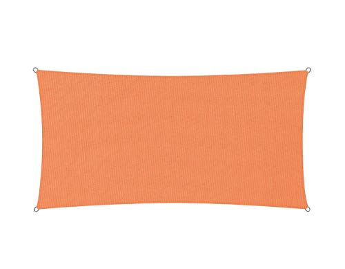 Lumaland Sonnensegel Rechteckig | 2 x 4 Meter | Wasserfester Sonnenschutz inkl. Befestigungsseile | Terrasse, Garten & Balkon Schattenspender aus Polyester ( 160 g/m²) mit UV Schutz 30+ [Orange] von Lumaland