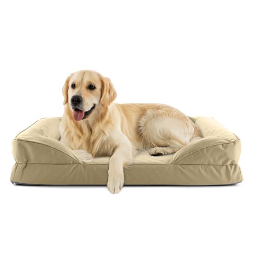 Lumaland orthopädisches Hundebett Outdoor & Indoor | ergonomisches Hundesofa 110x75 cm - ideal für große Hunde | Boden rutschfest | Füllung und Bezug waschbar | Hundekörbchen wasserfest von Lumaland