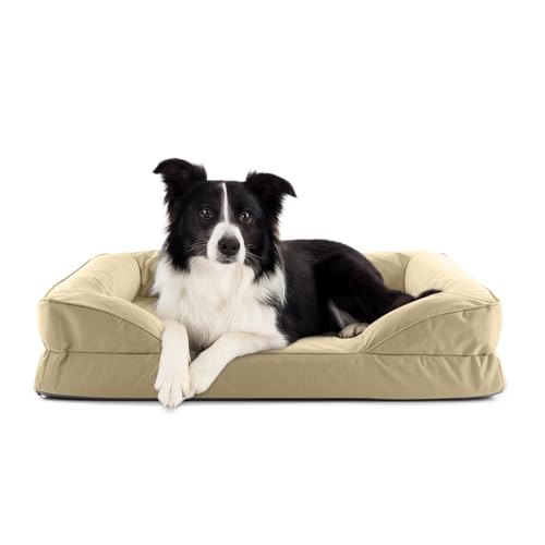 Lumaland orthopädisches Hundebett Outdoor & Indoor | ergonomisches Hundesofa 90x65 cm - ideal für mittelgroße Hunde | Boden rutschfest | Füllung und Bezug waschbar | Hundekörbchen wasserfest von Lumaland