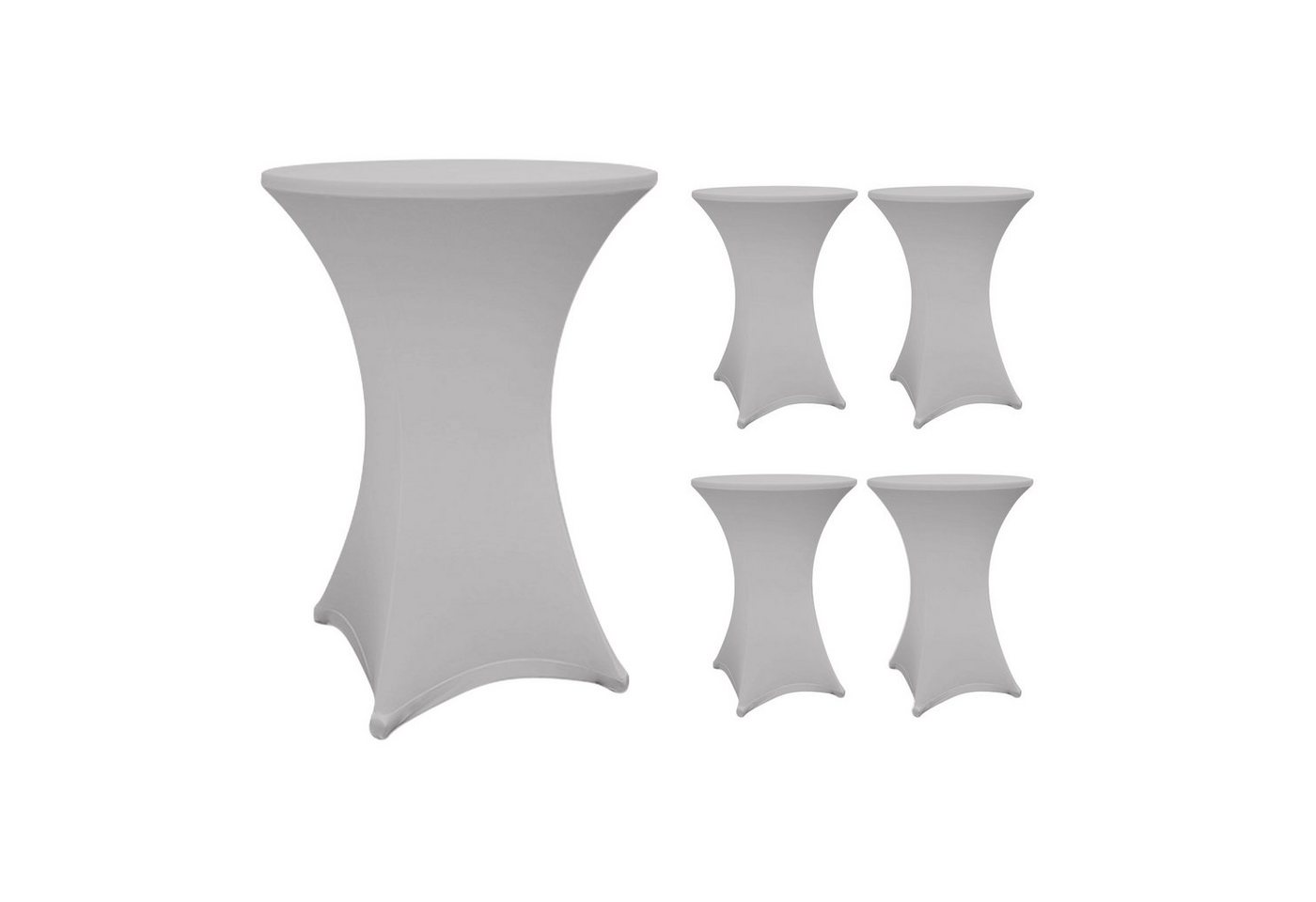 Stehtischhusse Stehtisch Husse Tischbezug Deko Sektempfang, Lumaland, 2er Set schwarz, weiß, grau 70-75cm & 80-85cm von Lumaland