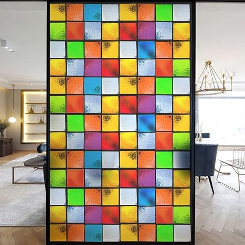 Europäische Kirche Fensterfolie Privatsphäre Buntglas Fensteraufkleber statische Haftung dekorative mattierte Fensterfolien UV-blockierende gedeckte Farben Fensterabdeckungen (P,40 x 100 cm B x H) von Lumanduo