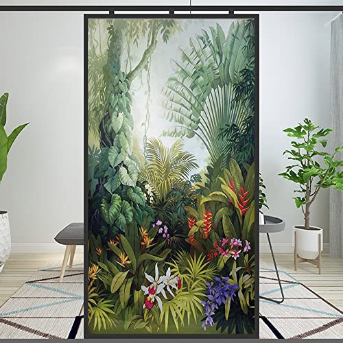Fensterfolie, Sichtschutz, dekorative Ölgemälde, statische Haftung, Fensteraufkleber, kein Klebstoff, mattierte Fensterabdeckungen, Fenster, Tönung (E, 52 x 120 cm) von Lumanduo