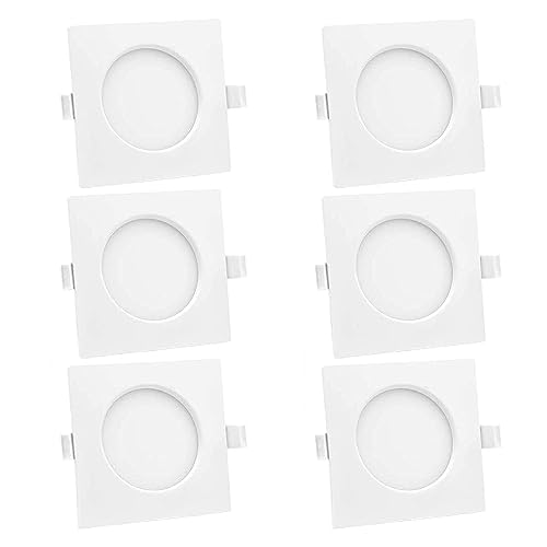 Lumare 6x LED Einbauspot 6W IP44 extra flach 230V auch für Bad und Feuchtraum weiß nur 26mm Einbautiefe Slim Deckenspot quadratisch mit integriertem 400lm LED Leuchtmittel von Lumare