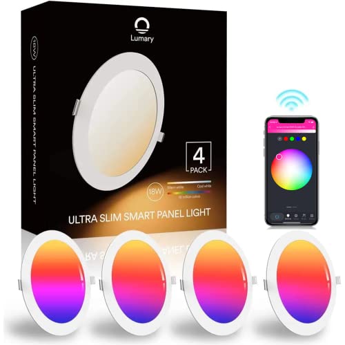 Lumary Intelligente Einbauleuchte Alexa, 18W WLAN LED Decken Strahler, Farben Dimmbar RGBWW 2700K-6500K Smart Einbaustrahler, Musik Deckenspots Kompatibel mit Alexa Google Home (4 Stück) von Lumary