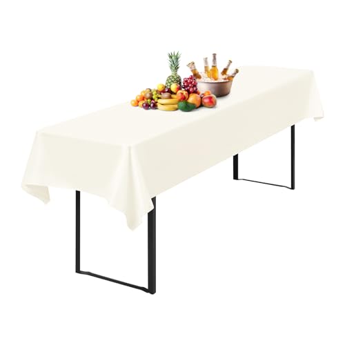 1 Stück Tischdecke Bierzeltgarnitur 100 x 250cm Biertisch Tischdecke wasserdichte Polyester Bierbank Tischdecken für 50 und 70cm Biertische, Rechteckige Tischdecken für Hochzeitsfeiern(Elfenbein) von Lumaycens