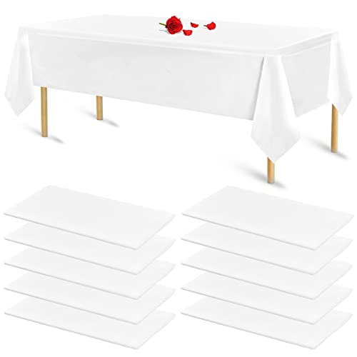 10 Packungen weiße Tischdecke für rechteckige Tische Weiße Einweg-Tischdecken aus Kunststoff für Geburtstagsfeier, Hochzeit, Empfang, Brautduschen, Babypartys von Lumaycens