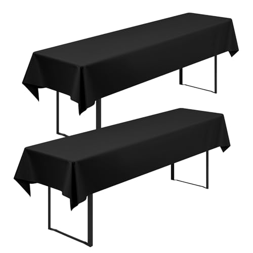 2 Stück Biertisch Tischdecke Universal für 50cm u.70cm Biertische Hussen für Biertisch Biertischhussen Blickdichte Biertisch-Husse Bierzeltgarnitur Waschbar Biertischdecke 100x250cm(Schwarz) von Lumaycens