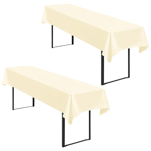 2 Stück Tischdecke Bierzeltgarnitur 100 x 250cm Biertisch Tischdecke wasserdichte Polyester Tischdecken Beige Biertischdecke für 50 und 70cm Biertische, Rechteckige Tischdecken für Hochzeitsfeiern von Lumaycens