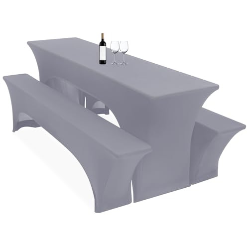 3er-Set Biertischhussen, 220 x 50 x 70 cm hussen bierzeltgarnitur, hellgrau, Stretch-Bezüge für Biertisch-und Bankgarnituren, Bierbankhussen, Spandex-Bierzeltgarnitur für Bankett, Gartenmöbel-Bezüge 3er-Set Biertischhussen, 220 x 50 x 70 cm hussen bierzeltgarnitur, hellgrau, Stretch-Bezüge für Biertisch-und Bankgarnituren, Bierbankhussen, Spandex-Bierzeltgarnitur für Bankett, Gartenmöbel-Bezüge von Lumaycens