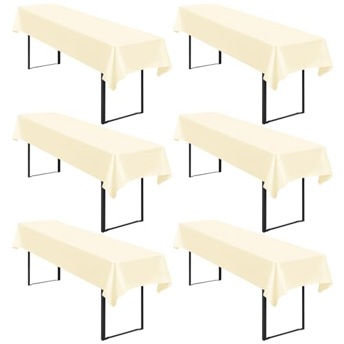 6 Stück Tischdecke Bierzeltgarnitur 100 x 250cm Biertisch Tischdecke wasserdichte Polyester Tischdecken Beige Biertischdecke für 50 und 70cm Biertische, Rechteckige Tischdecken für Hochzeitsfeiern von Lumaycens