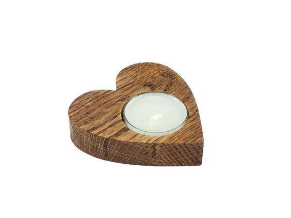 Lumboak Teelichthalter - Herz - aus Eichenholz von Lumboak