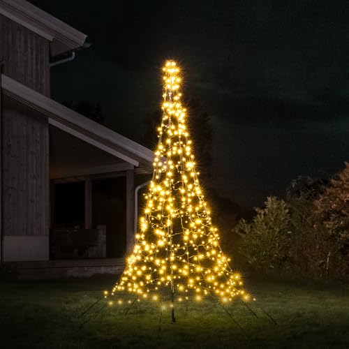 Lumedi - Weihnachtsbaumbeleuchtung für draußen - Inklusive Mast - Weihnachtsdeko, LED Lichterkette, Stimmungsvolle Beleuchtung - 3 Meter - 480 LEDs von Lumedi