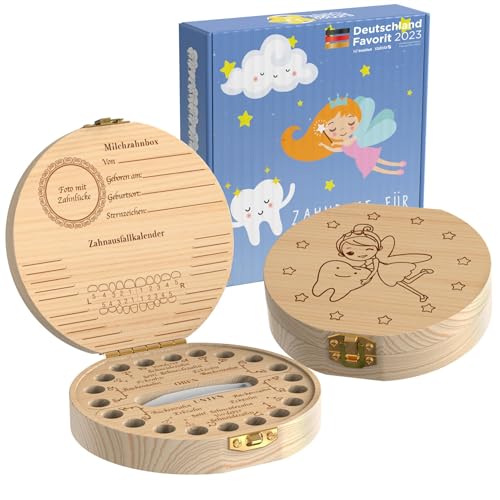 LumeeStar Zahndose Milchzähne mit Namen zum Aufstellen Zahnbox für Milchzähne Mädchen mit Display Funktion Erinnerungsbox Baby Geschenke zur Geburt Zahndose Milchzähne Mädchen, Beige von LumeeStar