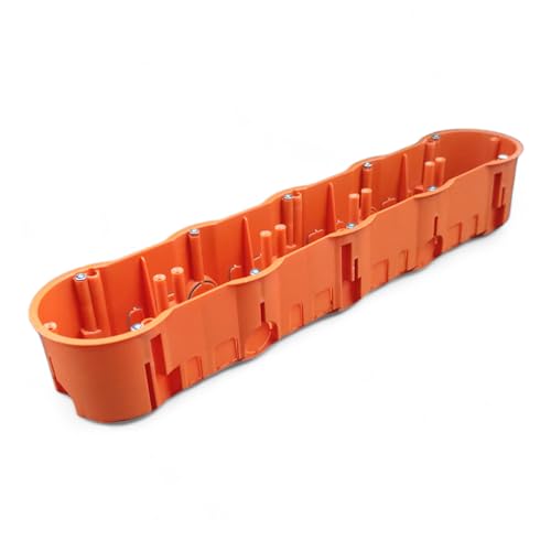 1x 5-fach Unterputzdose, Gerätedose, Schalterdose, Abzweigdose Orange Unterputz UP HW Ø68 x 340 x 60 mm Tiefe, Zum Einbau von Schaltern & Steckdosen, PK60-42WPG 1st. von LumenTEC