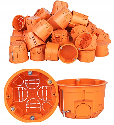 LumenTEC 20x 1-Fach Gipskartondose, Hohlwanddose, Gertedose, Schalterdose, Abzweigdose Orange, IP30, 46mm Tiefe, 68mm , zur Befestigung in Gipskartonplatten, 20 Stck von LumenTEC
