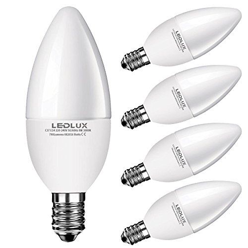 LumenTEC 5x E14, 5W LED E14, LED lampe E14 Kerzenform, Kaltweiss, 450 Lumen Ø 37mm Ra >80, 230V CCD Ersetz 40W, (5x KW) von LumenTEC