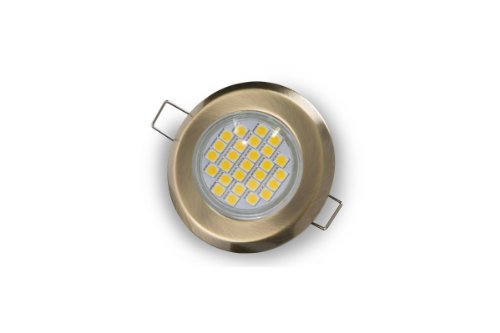 Einbaustrahler, SET: LED und Halogen Einbauspot Spot Rund Metall Patin + GU10 4 WATT LED LAMPE WARMWEISS + GU10 Fassung von LumenTEC