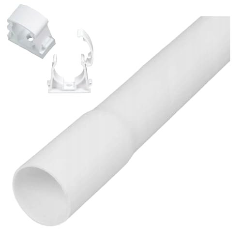 Elektrorohr gerillte Elektroinstallationsrohr 2m Durchmesser 25mm Weiß + 2x Halterung von LumenTEC