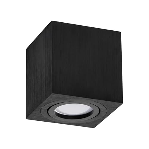 LED Aufbauspot, LED Deckenaufbauleuchte, Aluminium Deckenleuchte Schwarz Quadratisch 80mm x 84mm CUBO (SCHWARZ CUBO) von LumenTEC