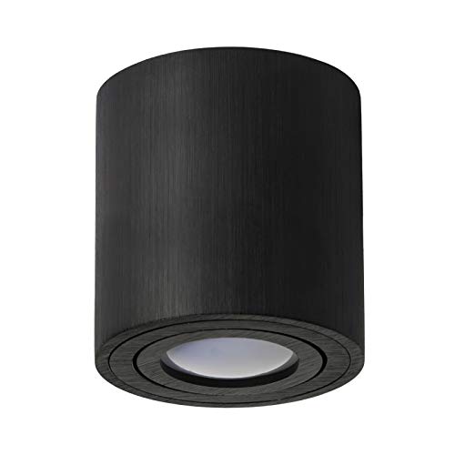 LED Aufbauspot, LED Deckenaufbauleuchte, Aluminium Deckenleuchte Schwarz Rund Ø80mm x 84mm CUBO-V (SCHWARZ) von LumenTEC