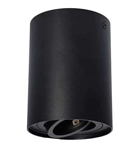 LED Aufbauspot, LED Deckenaufbauleuchte, Aluminium Deckenleuchte Schwarz Rund Ø95mm x 125mm (LT3 SCHWARZ) von LumenTEC