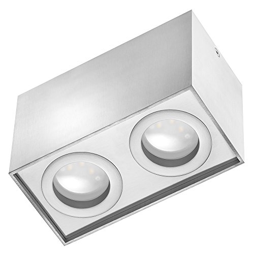 LED Aufbauspot, LED Deckenaufbauleuchte, Aluminium Deckenleuchte Schwarz (LX77 SILBER) von LumenTEC