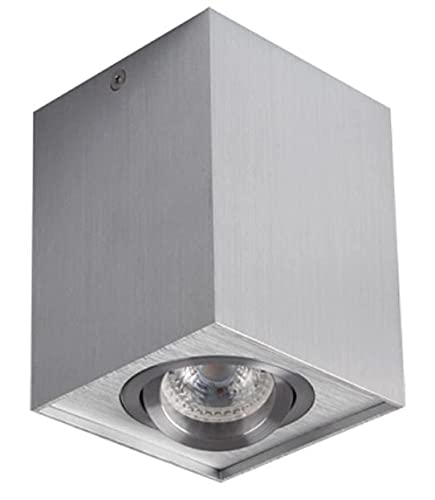 LED Aufbauspot, LED Deckenaufbauleuchte, Aluminium Deckenleuchte Weiss Quadratisch 96mm x 125mm (GORD SILBER) von LumenTEC