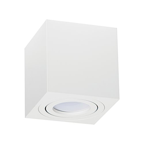 LED Aufbauspot, LED Deckenaufbauleuchte, Aluminium Deckenleuchte Weiss/Silber/Schwarz Quadratisch 82mm x 84mm CUBE (WEISS CUBE) von LumenTEC