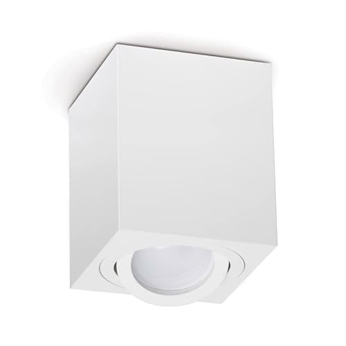 LED Aufbauspot, LED Deckenaufbauleuchte, Aluminium Deckenleuchte Weiss Quadratisch 80mm x 84mm CUBO (CUBO WEISS) von LumenTEC