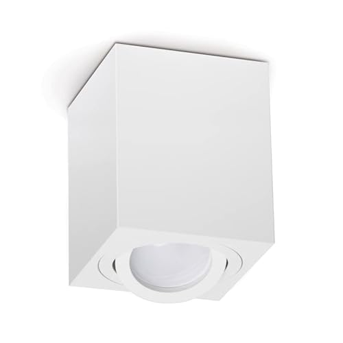 LED Aufbauspot, LED Deckenaufbauleuchte, Aluminium Deckenleuchte Weiss Quadratisch 80mm x 84mm CUBO (CUBO WEISS) von LumenTEC