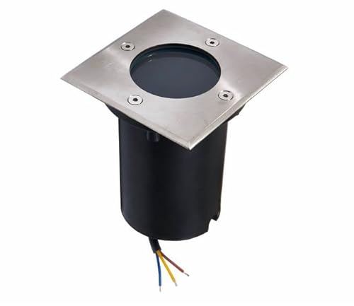LumenTEC LED Bodeneinbaustrahler Außen Eckig IP65, Bodeneinbauleuchte Bodenstrahler befahrbar mit GU10 LED 1W kaltweiß 230V (QUADRATISCH 1W KALT) von LumenTEC