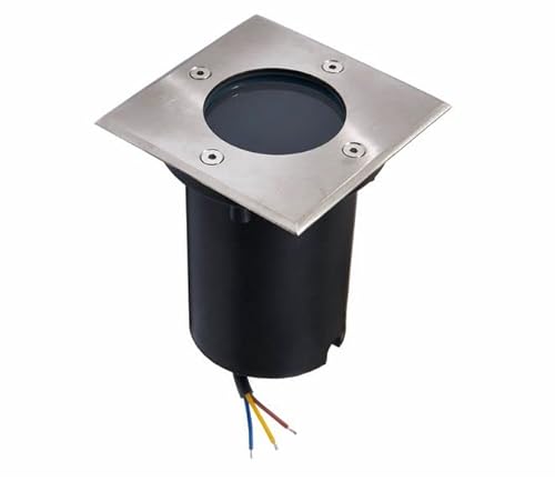 LED Bodeneinbaustrahler Außen Eckig IP65, Bodeneinbauleuchte Bodenstrahler befahrbar mit GU10 LED 5W kaltweiß 230V (QUADRATISCH 5W KALT) von LumenTEC