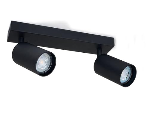 LumenTEC LED Deckenstrahler, LED Drehbar Deckenlampe, Wandstrahler 2-flammig, Schwarz, für GU10 Strahler, SPOTI (Schwarz 2-Flammig) von LumenTEC