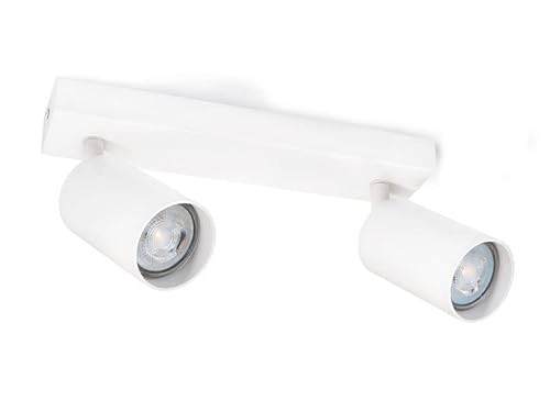 LumenTEC LED Deckenstrahler, LED Drehbar Deckenlampe, Wandstrahler 2-flammig, Weiss, für GU10 Strahler, SPOTI (Weiss 2-Flammig) von LumenTEC