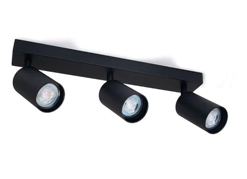 LumenTEC LED Deckenstrahler, LED Drehbar Deckenlampe, Wandstrahler 3-flammig, Schwarz, für GU10 Strahler, SPOTI (Schwarz 3-Flammig) von LumenTEC