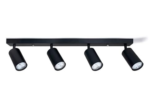 LumenTEC LED Deckenstrahler, LED Drehbar Deckenlampe, Wandstrahler 4-flammig, Schwarz für LED GU10, KIVI (4x schwarz) von LumenTEC
