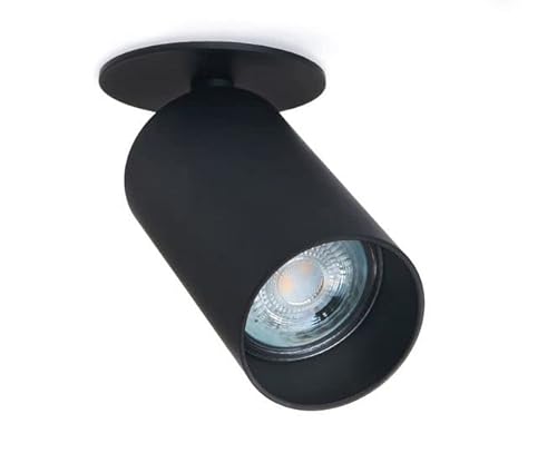 LumenTEC LED Einbaustrahler, 1-flammig LED Einbauspot Dreh und Schwenkbar Rund Aluminium ideal für LED Lampen + GU10 Fassung (Lungo 1x Schwarz) von LumenTEC