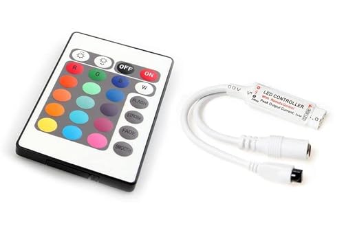 LumenTEC Led Streifen Controller,Wifi/App/RF/IR arbeite mit Alexa, Dimmer Controller für Android/IOS System Einfarbig/RGB 5V-28V (RGB-24), 243103, Mehrfarbig von LumenTEC