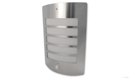 LumenTEC EDELSTAHL Außenwandleuchte, LED E27 Außenlampe mit Bewegungsmelder, Außenwandlampe IP44, Garten Lampe Sensor (LUGO) von LumenTEC