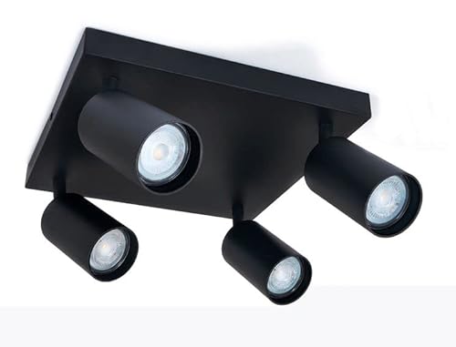LumenTEC LED Deckenstrahler, Drehbar Deckenlampe, Wandstrahler 4-flammig, Schwarz, für GU10 Strahler, SPOTI (Schwarz 4-Flammig) von LumenTEC