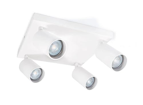 LumenTEC LED Deckenstrahler, LED Drehbar Deckenlampe, Wandstrahler 4-flammig, Weiss, für GU10 Strahler, SPOTI (Weiss 4-Flammig) von LumenTEC