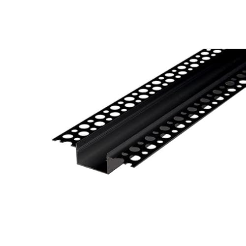 LumenTEC SET: LED Profil, 200cm Profil ALU Trockenbau Unterputz, 28x62mm für max 10mm LED Streifen + Abdeckung LT-GK20 (Schwarz Transparent) von LumenTEC