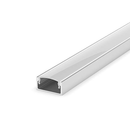 LumenTEC Set: LED Profil, 100cm Profil LED für LED Streifen LT4P + Abdeckung (Silber, Milchig) von LumenTEC