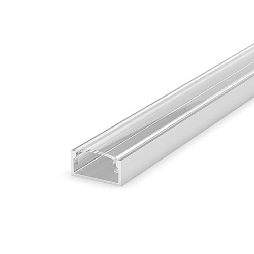 LumenTEC Set: LED Profil, 100cm Profil LED für LED Streifen LT4P + Abdeckung (Silber, transparent) von LumenTEC