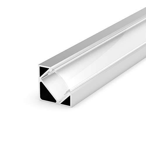 LumenTEC Set: LED Profil, 200cm Profil LED 45° für LED Streifen + Abdeckung LT3 (Transparent) von LumenTEC