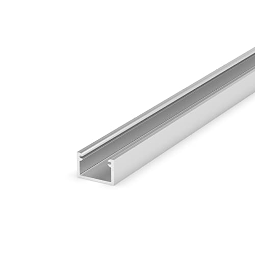 LumenTEC SET: Flach LED Profil, 100cm Profil LED U, 11x7mm für max 8mm LED Streifen + Abdeckung LT4-2 (Silber Milchig) von LumenTEC