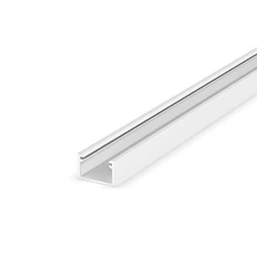 LumenTEC SET: Flach LED Profil, 100cm Profil LED U, 11x7mm für max 8mm LED Streifen + Abdeckung LT4-2 (Weiss Transparent) von LumenTEC